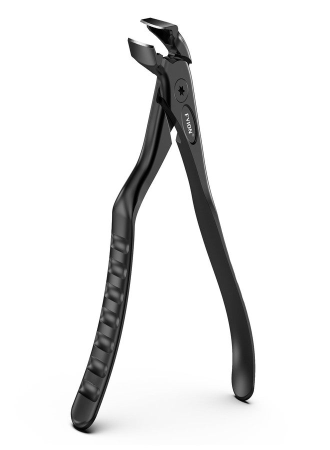 FVION Toenail Clippers for Seniors, Upgraded Long Handle Angled Head Toenail Clippers for Thick Toenails and Fingernails (Black) - Image 1
